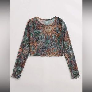 3pcs SHEIN Long Sleeve Mesh Tops